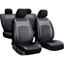 Авточехлы из эко кожи Fiat Doblo (2009- POK-TER Design Leather с серой вставкой