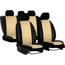 Авточехлы из экокожи KIA Rio 2005-2011 POK-TER ELIT Premium с бежевой вставкой
