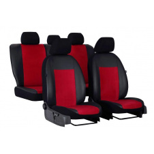 Авто чехлы комбинированые Dacia Sandero 2012- POK-TER Unico Premium с красной вставкой