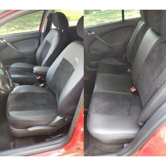 Авточехлы на сиденье GEELY Emgrand X7 2013-2016 (2002-2011) POK-TER Premium Unico с черной вставкой алькантара Червоноград
