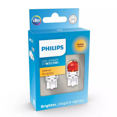 Комплект светодиодных ламп Philips 11066AU60X2 W21/5W LED Ultinon Pro6000 SI 12V 2.5/0.5 W3x16q amber Охтирка
