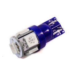 Светодиодная лампа AllLight T10 5 диодов 5050 W2,1x9,5d 12V BLUE Измаил