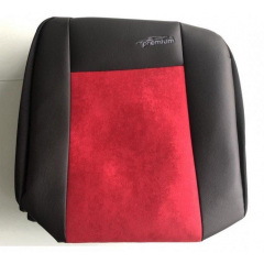 Авто чехлы комбинированые Seat Ibiza 2002-2008 POK-TER Unico Premium с красной вставкой Чернівці