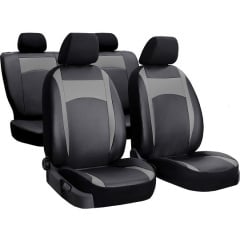 Авточехлы из эко кожи Peugeot 308 (2007-2013) POK-TER Design Leather с серой вставкой Весёлое