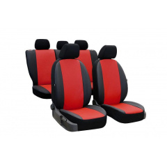 Авточехлы из эко кожи Honda City (2008-2012) POK-TER PERLINE с красной вставкой Королёво