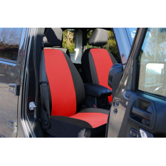 Авточехлы из эко кожи Honda City (2008-2012) POK-TER PERLINE с красной вставкой Королёво