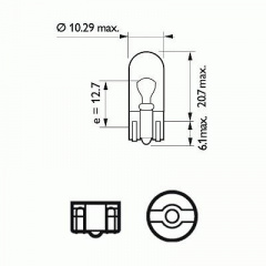 Автолампа ук. PHILIPS 13961CP W5W 24V 5W W2,1X9,5d Ромни