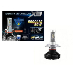Лампы светодиодные LED 6000LM с цоколем H4 мощностью 50W и цветовой температурой 6000K XPRO COKOL LED X3-H4 Одеса