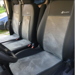 Авточехлы для CITROEN JUMPY 1995-2007 эко кожа с алькантарой POK-TER Exclusive 1+2 серый Киев