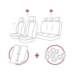 Авточехлы из эко кожи Seat Ibiza 1993-2002 POK-TER Design Leather с красной вставкой Тернополь