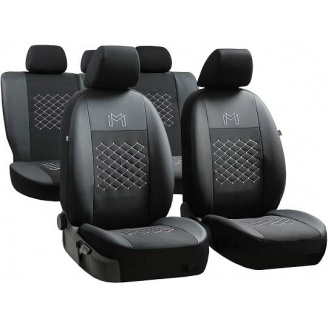 Авточехлы для Toyota Avensis 2003-2009 POK-TER экокожа с тканью черного цвета