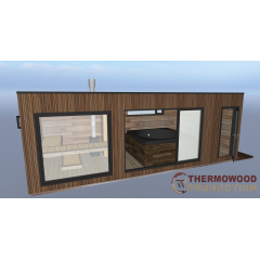 Модульная сауна 7,5х2,7х2,7м с гидромассажным СПА бассейном (джакузи) от Thermowood Production Василівка