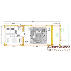 Модульная сауна 7,5х2,7х2,7м с гидромассажным СПА бассейном (джакузи) от Thermowood Production Василівка