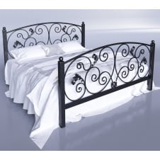 Двоспальне ліжко Магнолія Tenero металеве з узголів'ям і нижнім прикрашеними ажурними візерунками 180х200