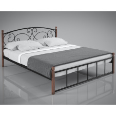 Двоспальне ліжко Бруннера Тенеро металеве з дерев'яними ніжками для дому та готелю
