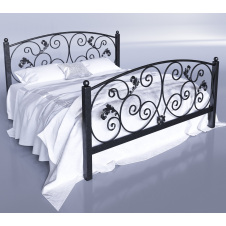 Двоспальне ліжко Магнолія Tenero металеве з узголів'ям і зношевим прикрашеними ажурними візерунками 180х190