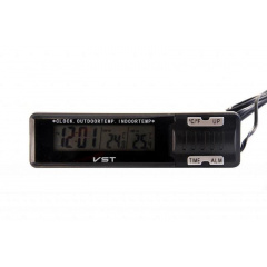 Автомобильные часы с термометром VST-7065 внешний и внутренний датчик Black (3_00385) Якимівка