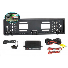 Парктроник в рамке номерного знака RIAS M-219 3 в 1 с камерой заднего вида Black (4_00246) Кропива