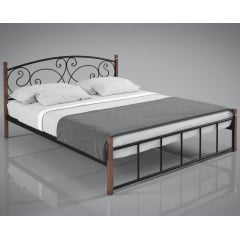 Двоспальне ліжко Брунера Tenero 180х200 см металеве з дерев'яними ніжками Никополь