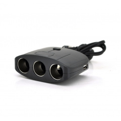 Разветвитель автомобильный Olesson 1635 3 гнезда + 2USB Черный (30151413) Херсон