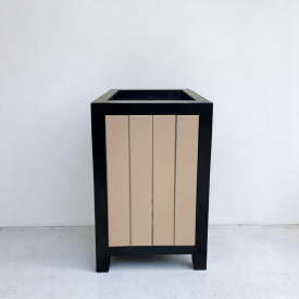 Урна уличная Tobi sho Лофт металлическая с деревом 600×360×360 мм Слоновая кость