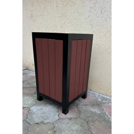 Урна уличная Tobi sho Лофт металлическая с деревом 600×360×360 мм Черешня