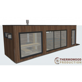 Модульная сауна 7,5х2,7х2,7м с гидромассажным СПА бассейном (джакузи) от Thermowood Production