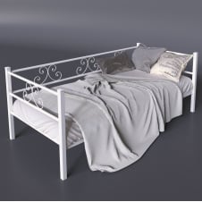 Односпальне ліжко диван Самшит Міні Tenero металеве з узголів'ям і бічною спинкою 90х200