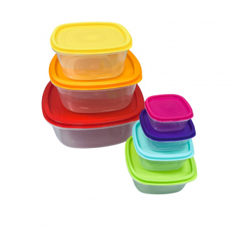 Набір квадратних контейнерів для продуктів живлення A-Plus 8012-7 7в1 Різнокольоровий (23741)