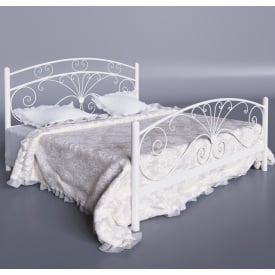Двоспальне ліжко Дармера Tenero металеве з високим візерунковим наголов'ям і виношем для спальні 140х200