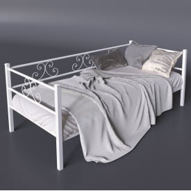 Односпальне ліжко диван Самшит Міні Tenero металеве з наголов'ям зношем і бічною спинкою 80х200