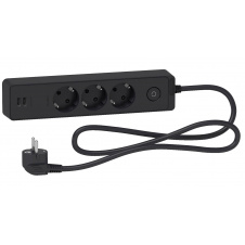 Удлинитель Schneider Electric ST943U3B на 3 места и 2хUSB (3м) черный