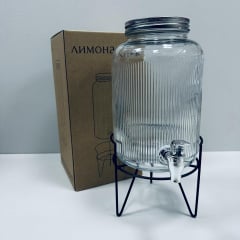 Лимонадник скляний S&T 9036-2 з металевою кришкою на підставці 3,8 л (23659) Київ