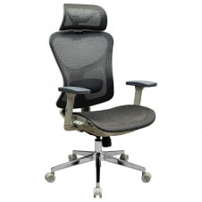 Офісне крісло Ергостар Richman Сіре з регульованими поперековою підтримкою підголівником підлокітниками
