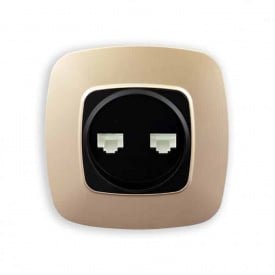 Розетка двойная компьютерная Horoz Electric ELA черный-золото (112-007-0017-040)
