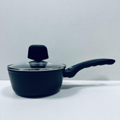 Ковш алюминиевый с антипригарным покрытием Krauff Smart Fry 25-45-158 со стеклянной крышкой 17 см 1000 мл Черный (23531) Виноградов