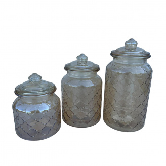 Набор стеклянных банок для сыпучих S&T 7088-17/7088-16/7088-15 с крышкой 1300/1000/700 мл (23751)