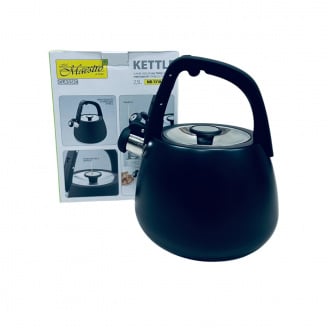 Чайник із нержавіючої сталі Maestro MR-1318 зі свистком 2.5 л Чорний (23705)