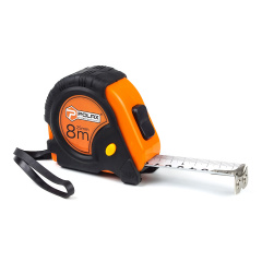 Рулетка Polax вимірювальна будівельна гумовий корпус магнітна 2 стопа фіксатор 8 м х 25 мм (29-013) Ладан