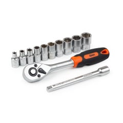 Набор торцевых головок Polax с трещеткой 12 шт 1/4 (25-067) Первомайск