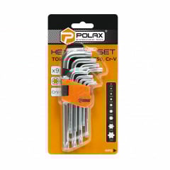 Набор шестигранных TORX ключей Polax Г-образных 9 предметов Т10-Т50 Cr-V (25-007) Южноукраинск