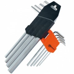 Набор шестигранных ключей Polax Г-образных удлиненных 9 предметов 1.5-10 мм Cr-V (25-006) Южноукраинск