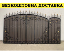 Кованые ворота из профнастила