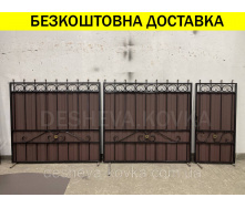 Ворота кованые из профнастилом и калиткой Код: А-01242