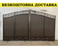 Кованые ворота с калиткой и пиками