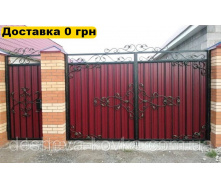 Кованые ворота из профнастила