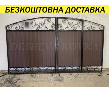 Кованые ворота с калиткой и пиками