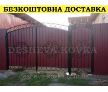 Кованые ворота из профнастилом и коваными элементами