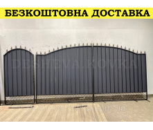 Ворота кованые из профнастилом
