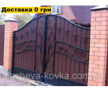 Эксклюзивные кованые ворота из профнастила